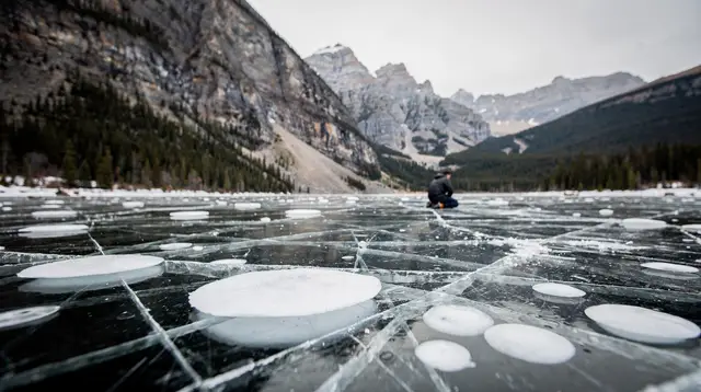 Abraham Lake ice bubbles: how and when to see them